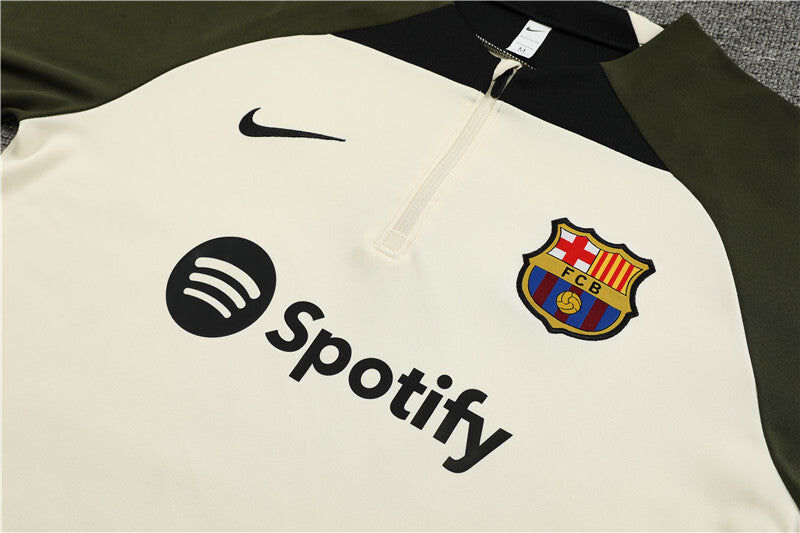 2023/2024 Barcelona Half-Pull Tracksuit Green
